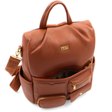 ENRICO COVERI – 2 az 1-ben női hátizsák és táska, titkos záródással és sok zsebbel – téglabarna