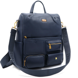 ENRICO COVERI – 2 az 1-ben női hátizsák és táska, titkos záródással és sok zsebbel – sötétkék