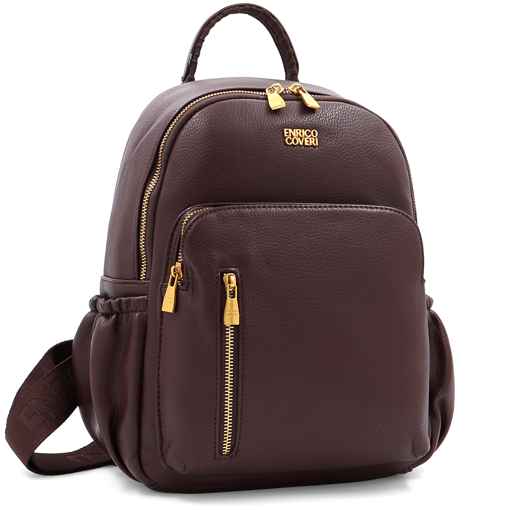 ENRICO COVERI – női hátizsák sok zsebbel – barna