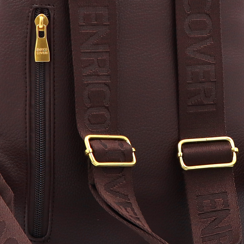ENRICO COVERI – női hátizsák sok zsebbel – barna