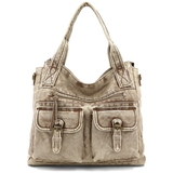 Nagy méretű női táska, vintage hatású – világosbarna