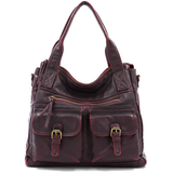 Nagy méretű női táska, vintage hatású – bordó