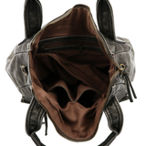 Nagy méretű női táska, vintage hatású – szürke