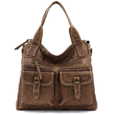 Nagy méretű női táska, vintage hatású – téglabarna