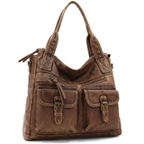 Nagy méretű női táska, vintage hatású – téglabarna