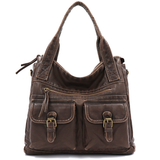 Nagy méretű női táska, vintage hatású – barna