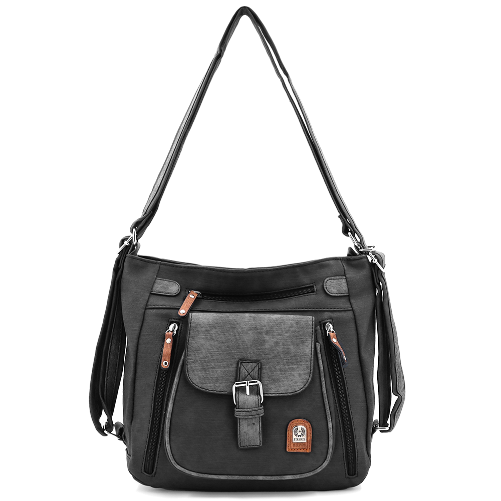 2 az 1-ben – táska és hátizsák sok zsebbel – fekete/szürke