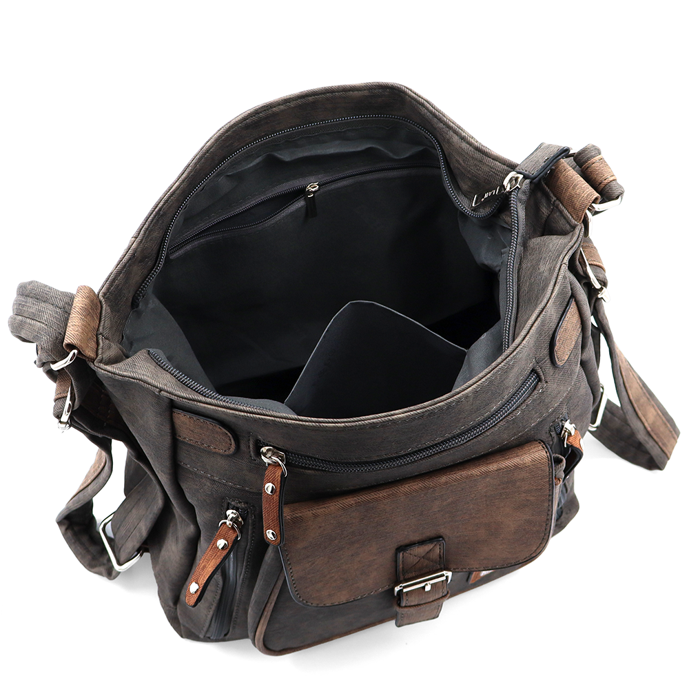 2 az 1-ben – táska és hátizsák sok zsebbel – szürke