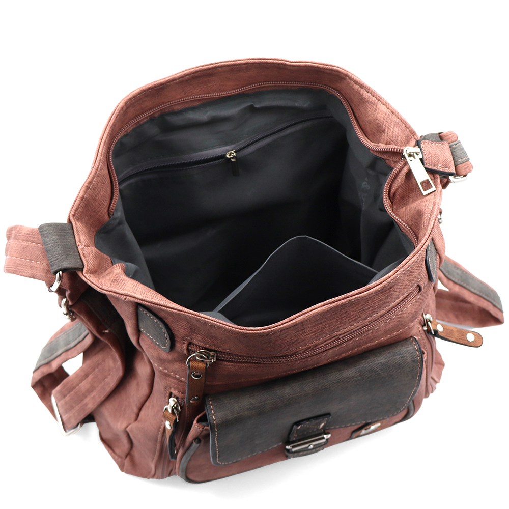 2 az 1-ben – táska és hátizsák sok zsebbel – rózsaszín