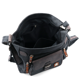 2 az 1-ben – táska és hátizsák sok zsebbel – fekete/világosbarna