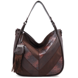 Nagy méretű női táska, kígyóbőr mintás – barna