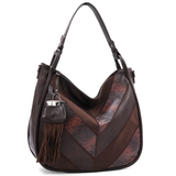 Nagy méretű női táska, kígyóbőr mintás – barna