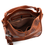 Nagy méretű női táska, kígyóbőr mintás – téglabarna