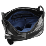 Nagy méretű női táska, kígyóbőr mintás – fekete