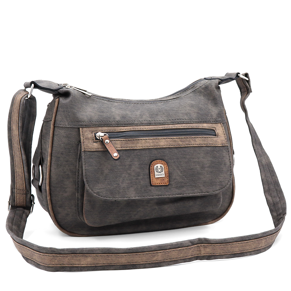 Kétrekeszes női válltáska – szürke