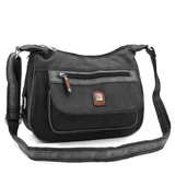 Kétrekeszes női válltáska – fekete/szürke