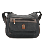 Kétrekeszes női válltáska – fekete/világosbarna