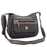 Kétrekeszes női válltáska – fekete/világosbarna