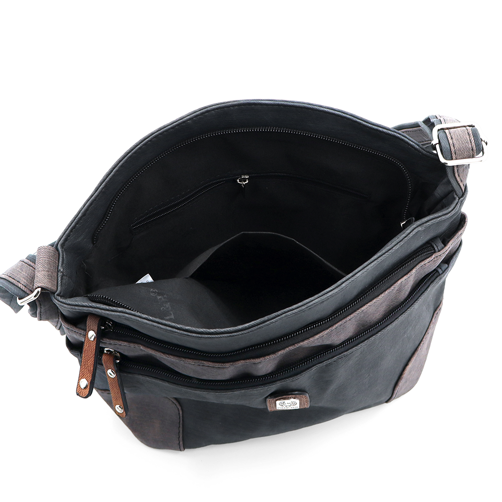 Női válltáska – fekete/világosbarna