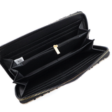 Nagy méretű női pénztárca mintával – bézs/fekete