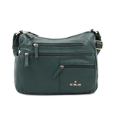 Kétrekeszes női válltáska sok zsebbel – zöld