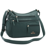 Kétrekeszes női válltáska sok zsebbel – zöld