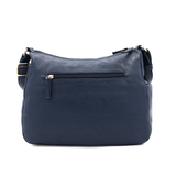 Kétrekeszes női válltáska sok zsebbel – sötétkék