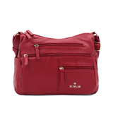 Kétrekeszes női válltáska sok zsebbel – piros