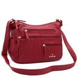 Kétrekeszes női válltáska sok zsebbel – piros