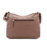 Kétrekeszes női válltáska sok zsebbel – világosbarna