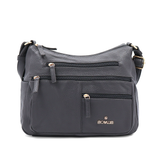 Kétrekeszes női válltáska sok zsebbel – szürke