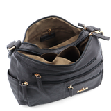 Kétrekeszes női válltáska sok zsebbel – szürke