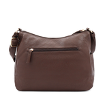 Kétrekeszes női válltáska sok zsebbel – barna