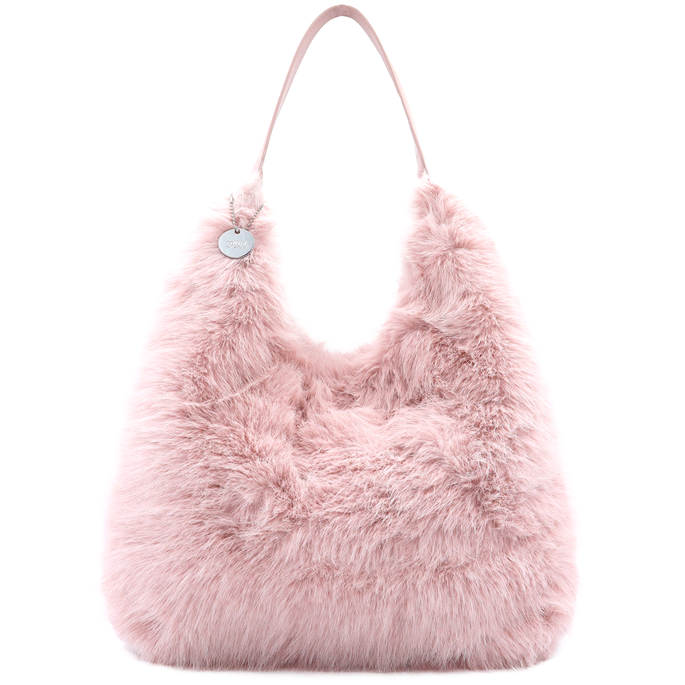 Nagy női táska típusú táska plüssből – rózsaszín