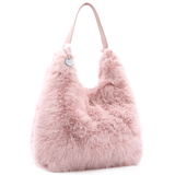 Nagy női táska típusú táska plüssből – rózsaszín