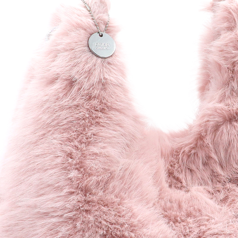 Nagy női táska típusú táska plüssből – rózsaszín