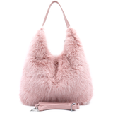 Nagy női táska típusú táska plüssből – rózsaszín