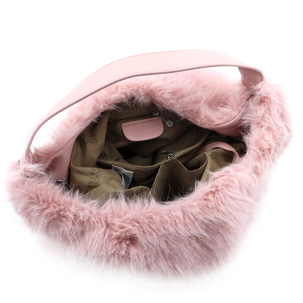 Nagy női táska típusú táska plüssből – rózsaszín