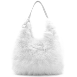Nagy női táska típusú táska plüssből – fehér