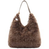 Nagy női táska típusú táska plüssből – sötétbarna