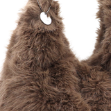 Nagy női táska típusú táska plüssből – sötétbarna