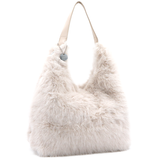 Nagy női táska típusú táska plüssből – bézs