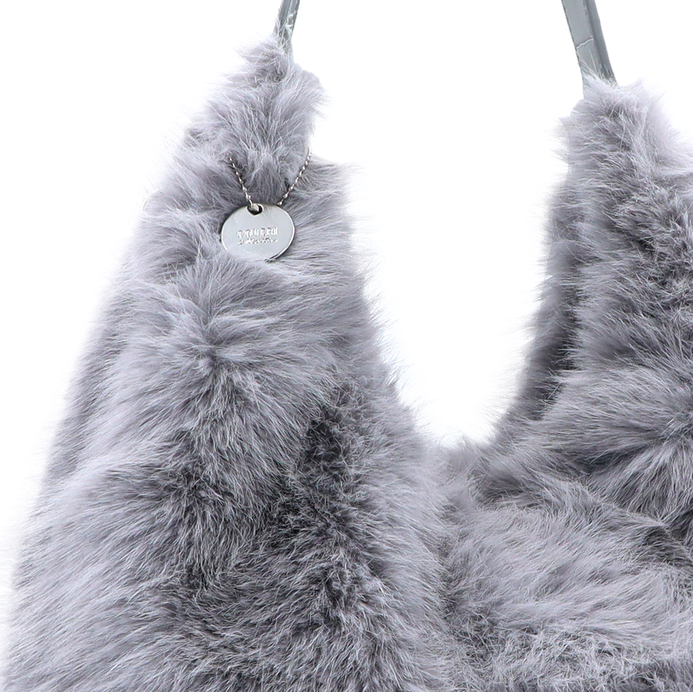 Nagy női táska típusú táska plüssből – szürke