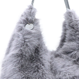 Nagy női táska típusú táska plüssből – szürke