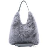 Nagy női táska típusú táska plüssből – szürke