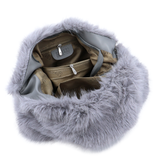 Nagy női táska típusú táska plüssből – szürke