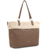 Nagy női plüss táska – világosbarna