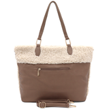 Nagy női plüss táska – világosbarna