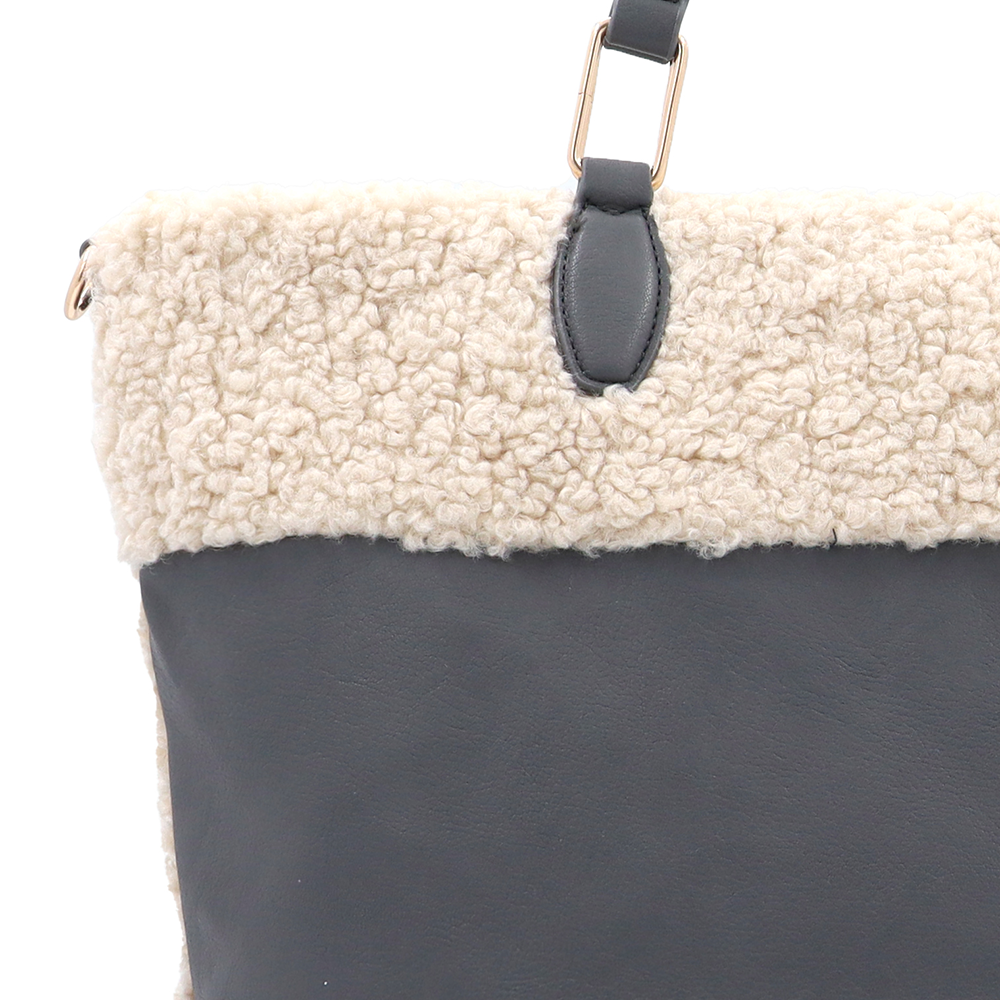 Nagy női plüss táska – szürke