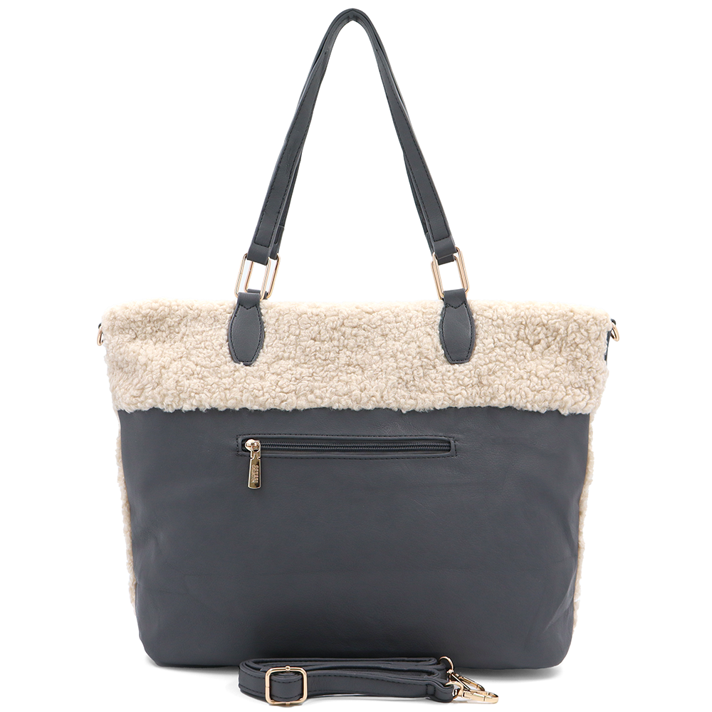 Nagy női plüss táska – szürke